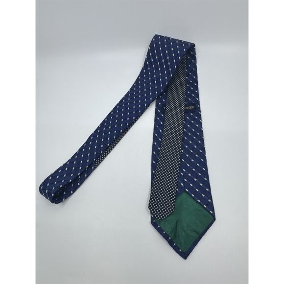 Tommy Hilfiger Blue Men's Neck Tie W/ White Dots And Stars On Inside - Picture 5 of 10